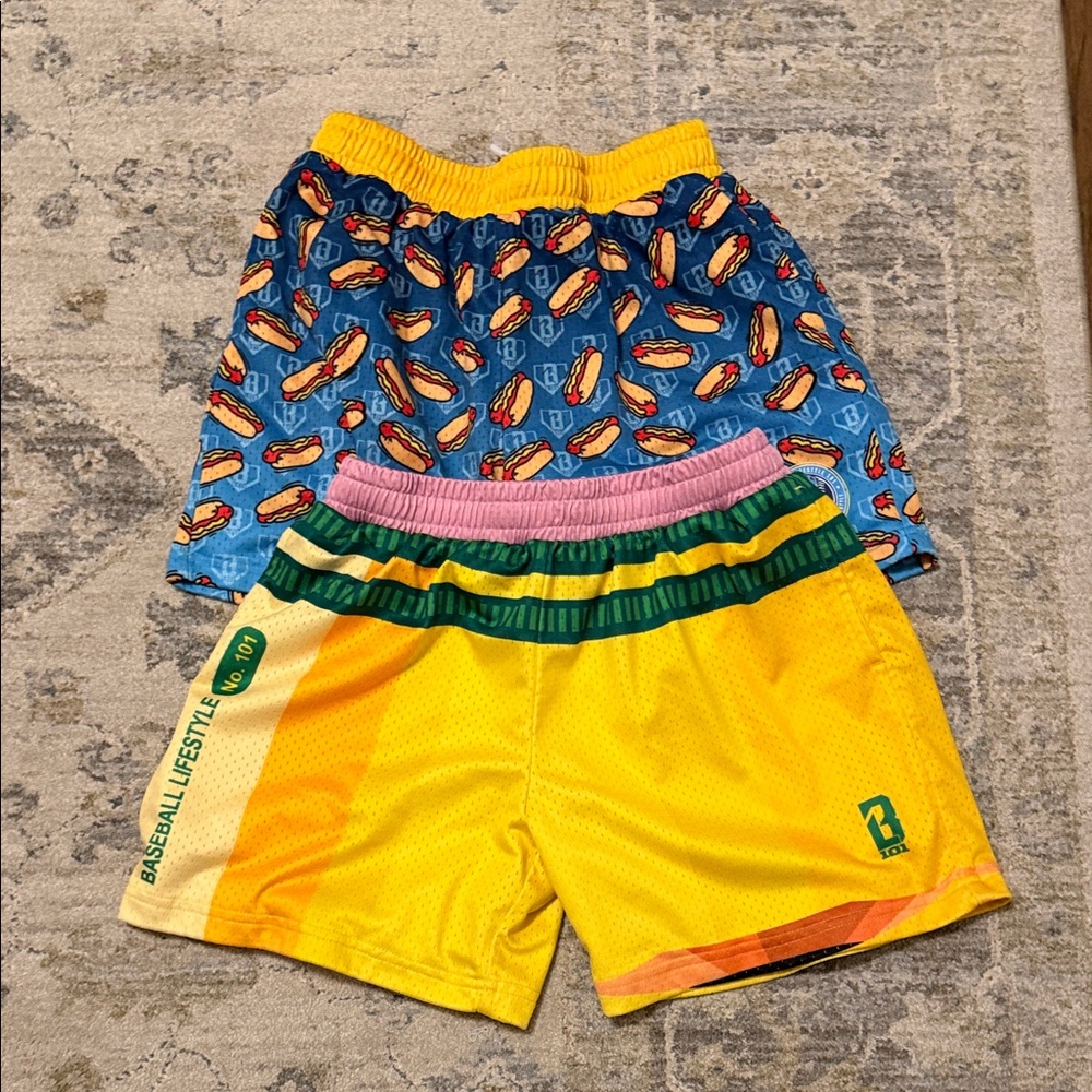 Colorful Kids' Shorts - Hot Dog and Baseball Design